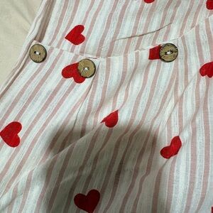 Red Heart Print Striped Dress